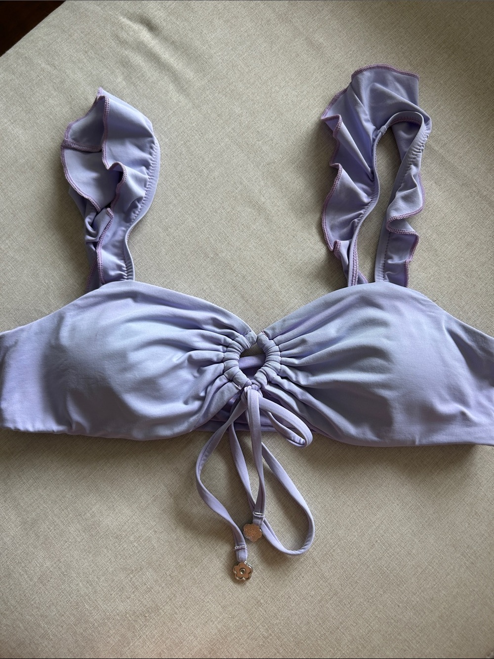 Dippin Daisy’s Luna Lavender Ruffle Bikini Bathing Suit Top